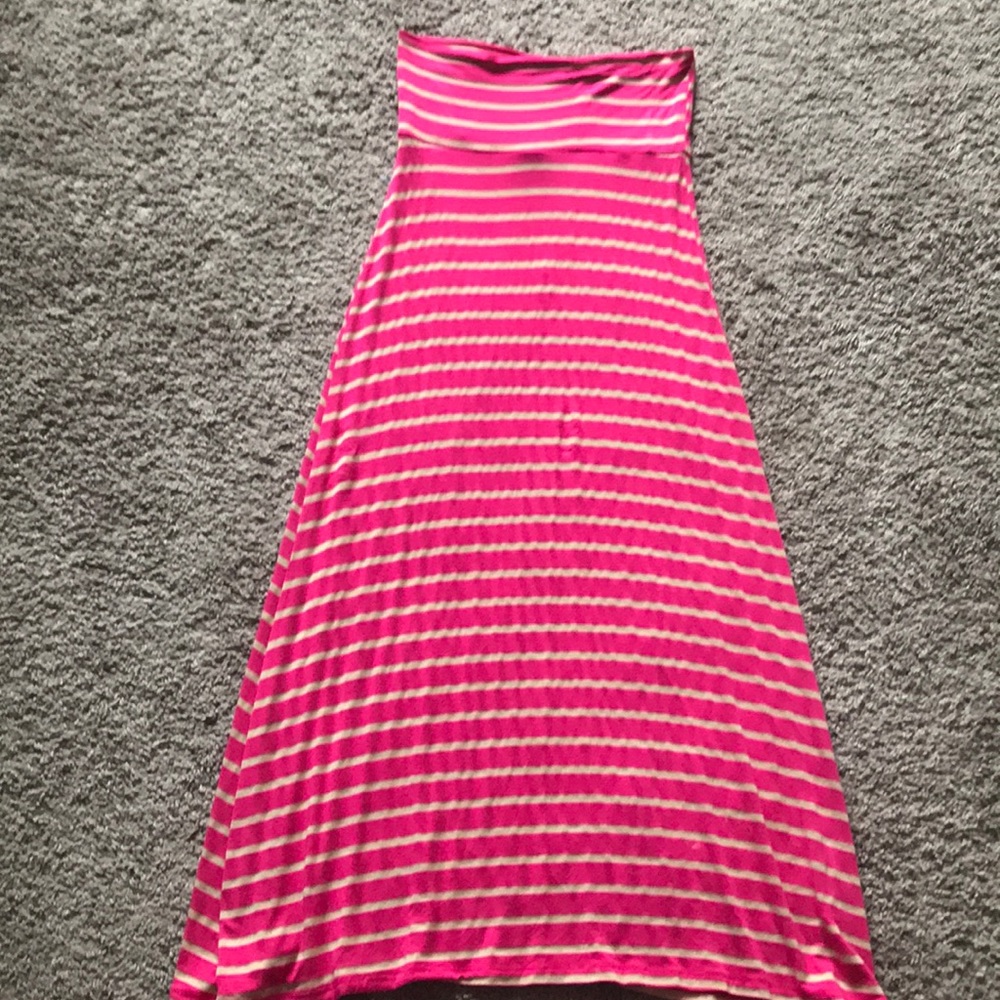 Hot Pink and Tan Maxi Skirt